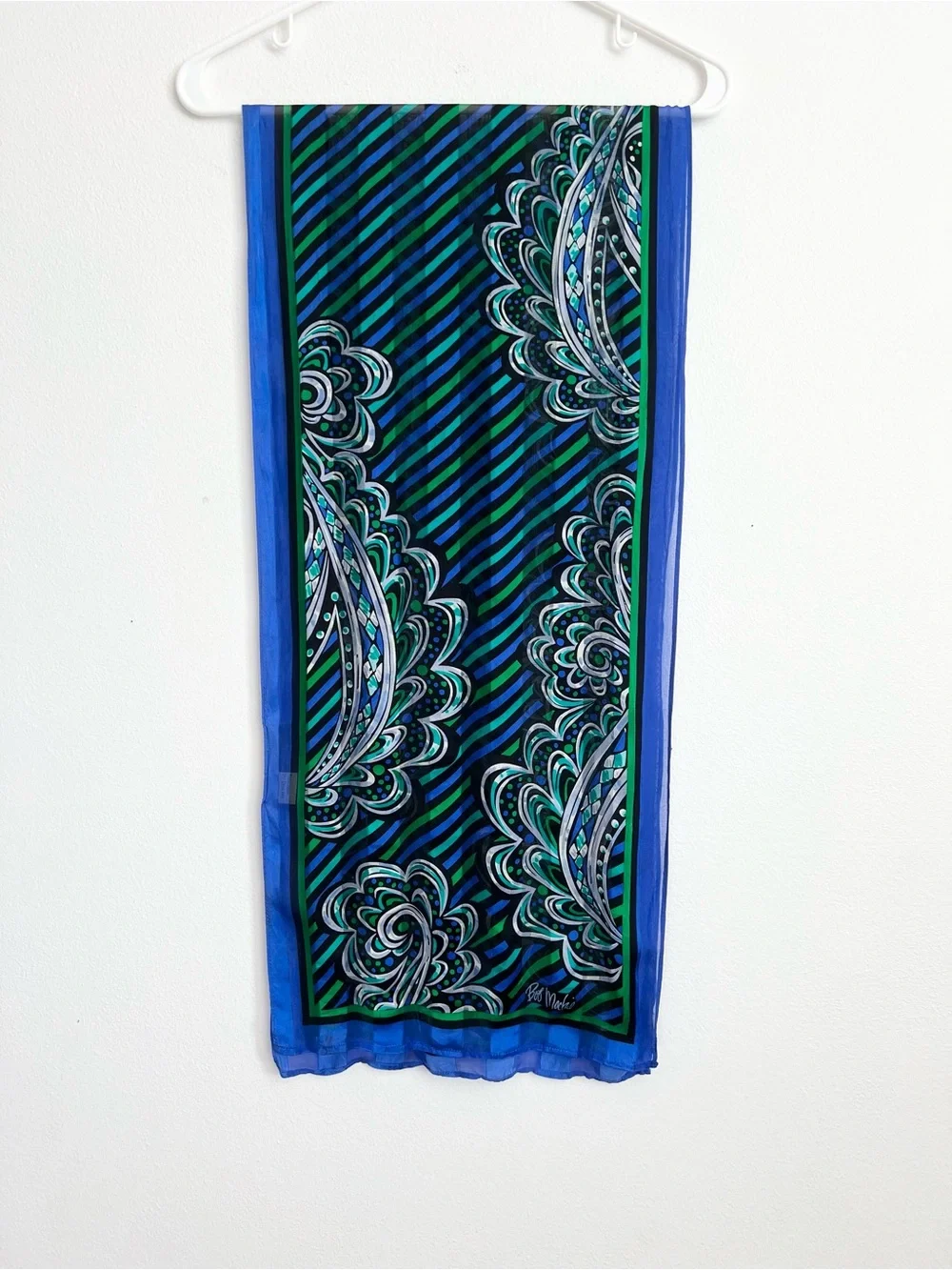 Bob Mackie Silk Wearable Art Scarf VTG Paisley Geometric 90s Boho Maximalist
